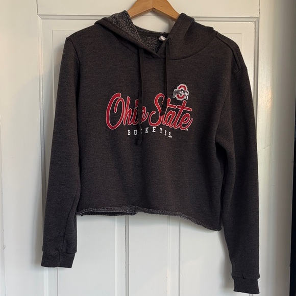 Blue 84 Tops - Blue 84 Ohio State Charcoal Cropped Hoodie Women’s Size Medium